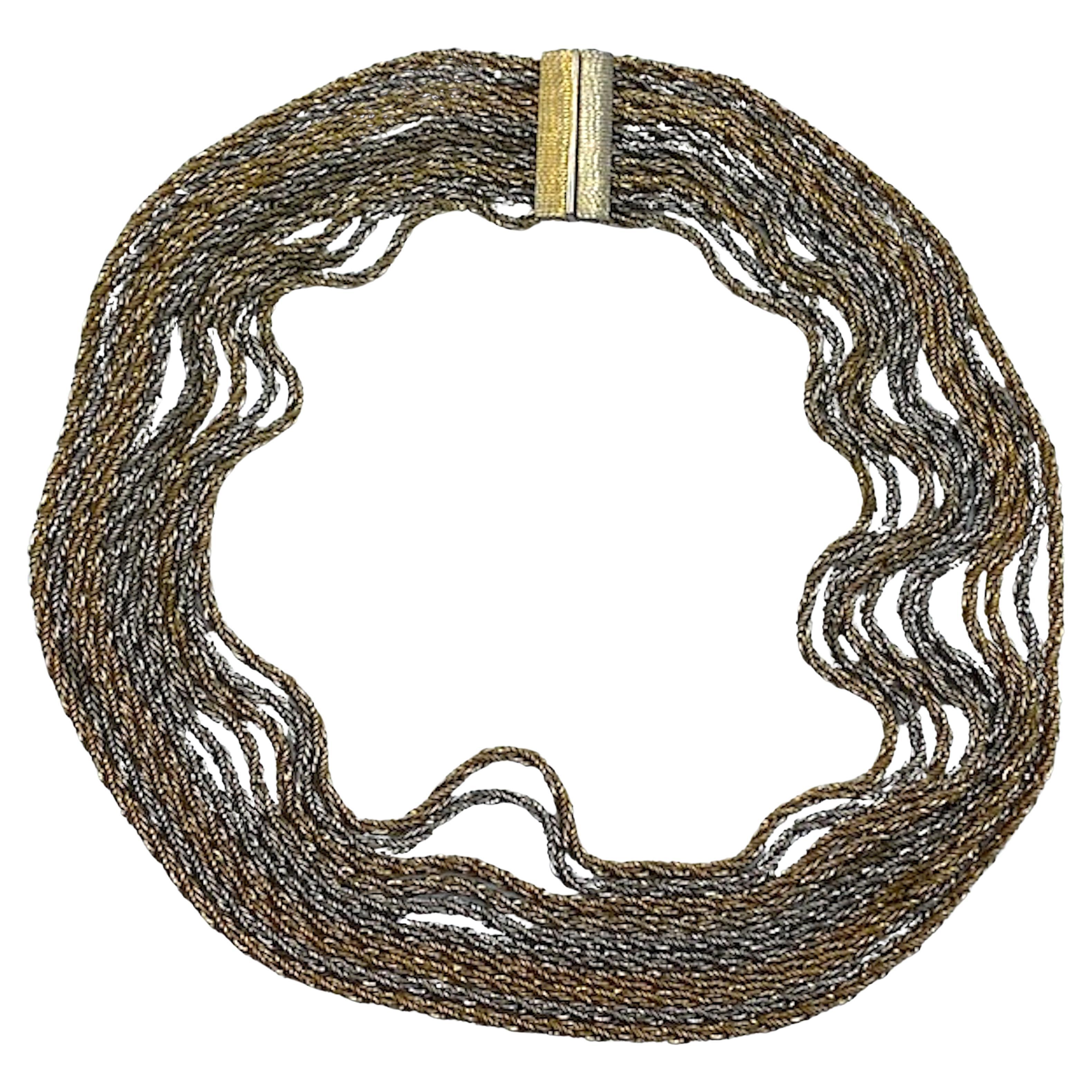 Christian Dior by Henkel and Grosse for Christian Dior' 1967  Collana a 10 fili in argento e oro in vendita