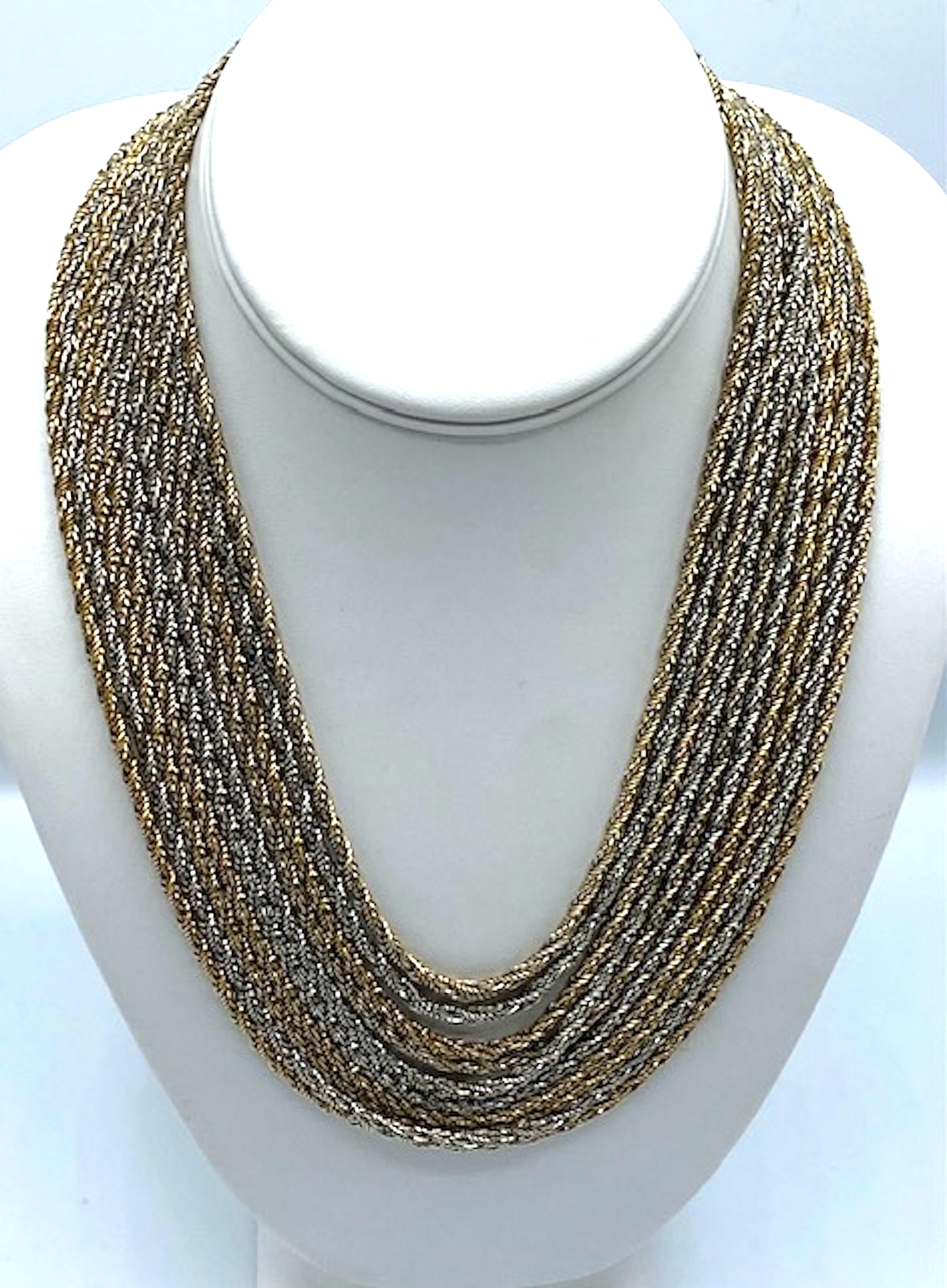 Christian Dior by Henkel and Grosse for Christian Dior' 1967  Collana a 10 fili in argento e oro in vendita 1