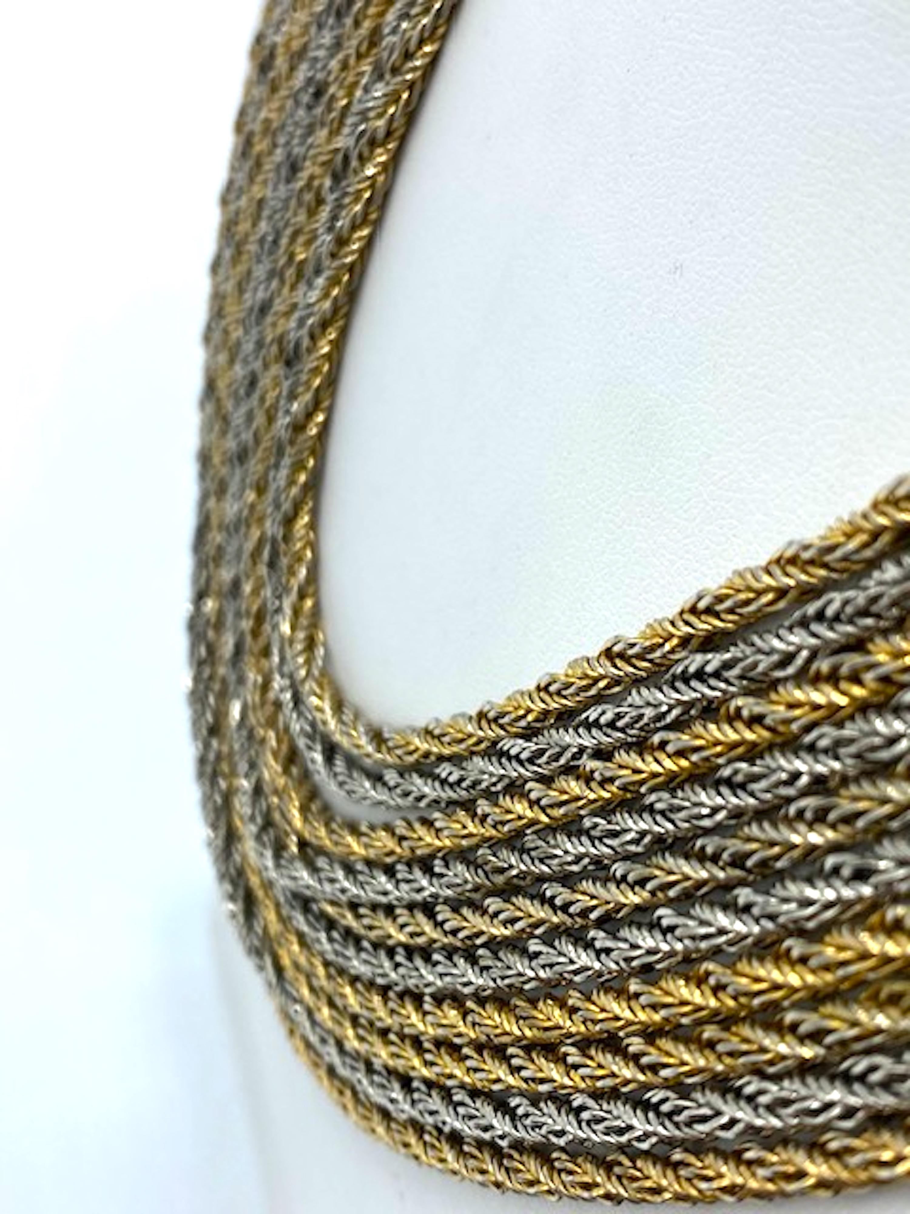 Christian Dior by Henkel and Grosse for Christian Dior' 1967  Collana a 10 fili in argento e oro in vendita 7