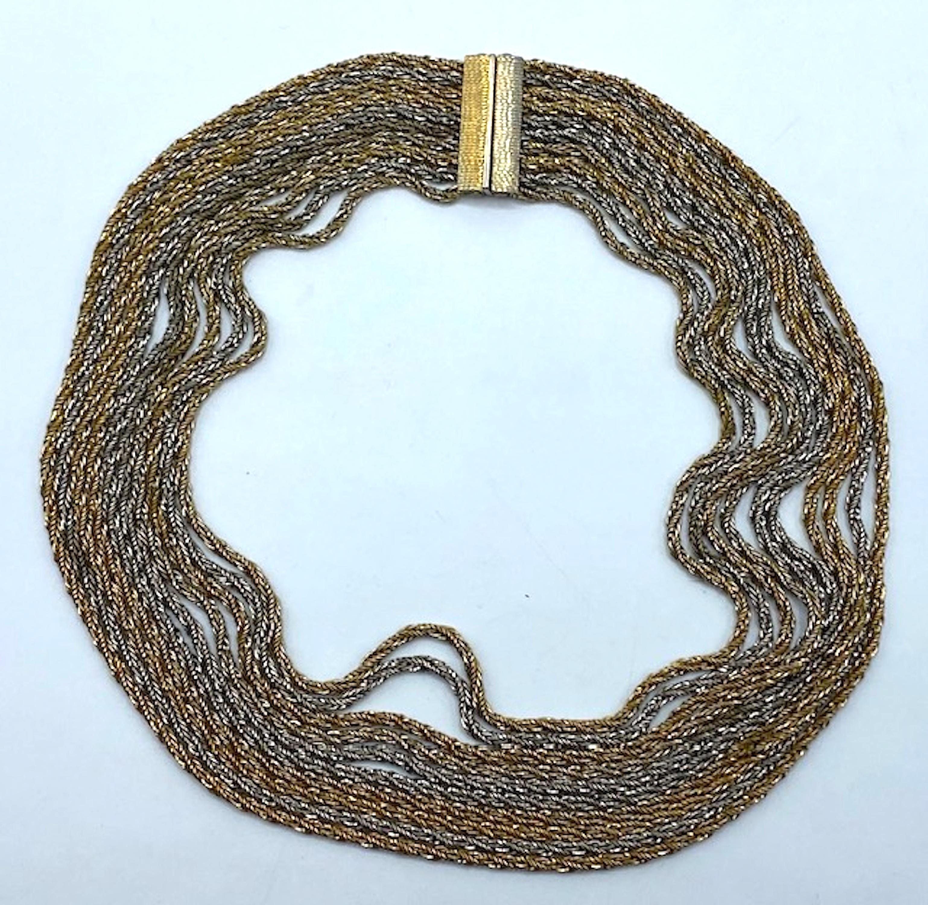 Christian Dior by Henkel and Grosse for Christian Dior' 1967  Collana a 10 fili in argento e oro in vendita 8
