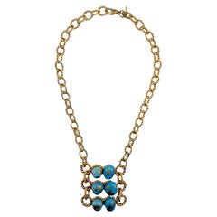Robert Goossens for Yves Saint Laurent Chain & Turquoise Glass Necklace.