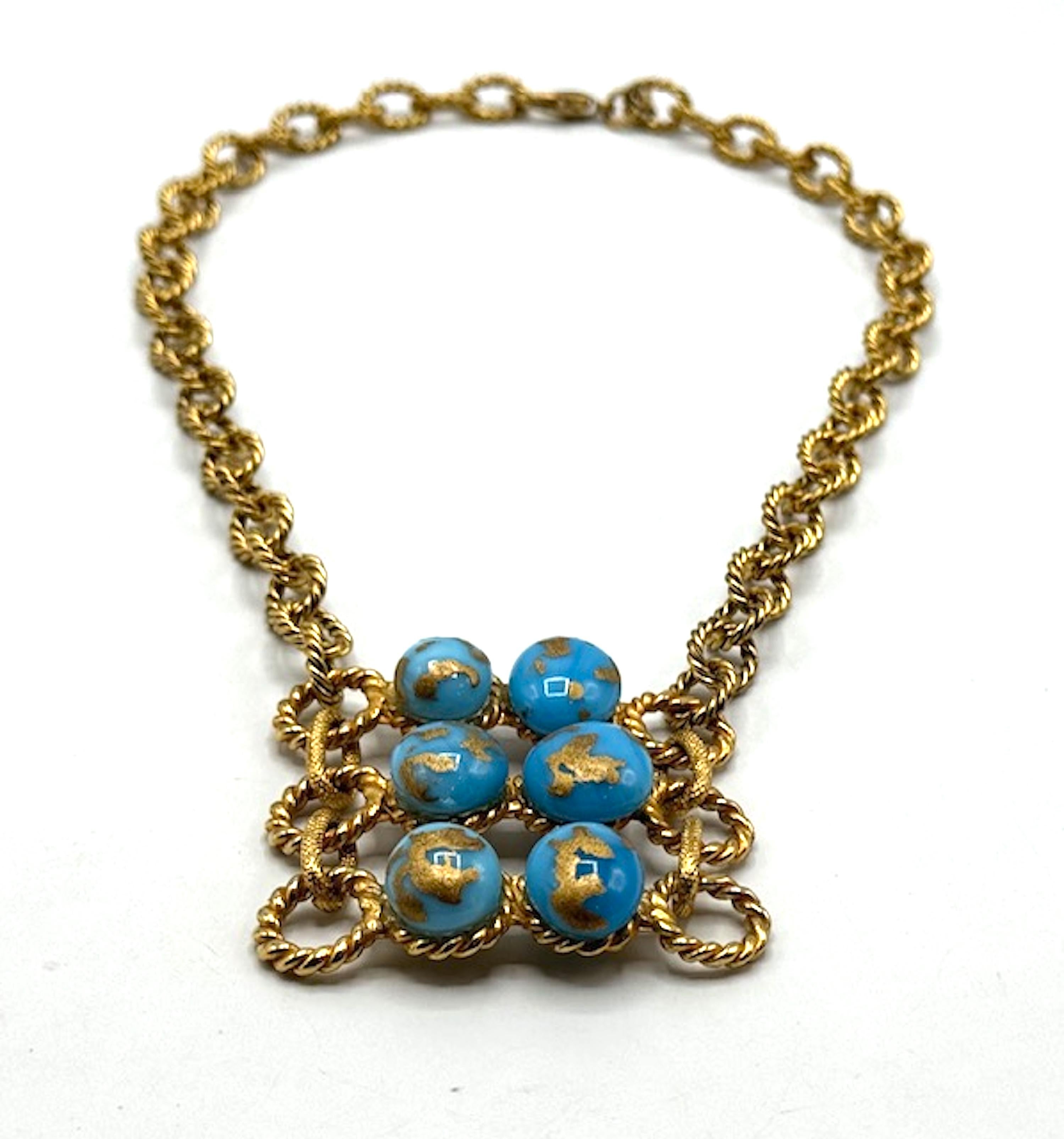 Collana con catena e vetro turchese Robert Goossens for Yves Saint Laurent. in vendita 5