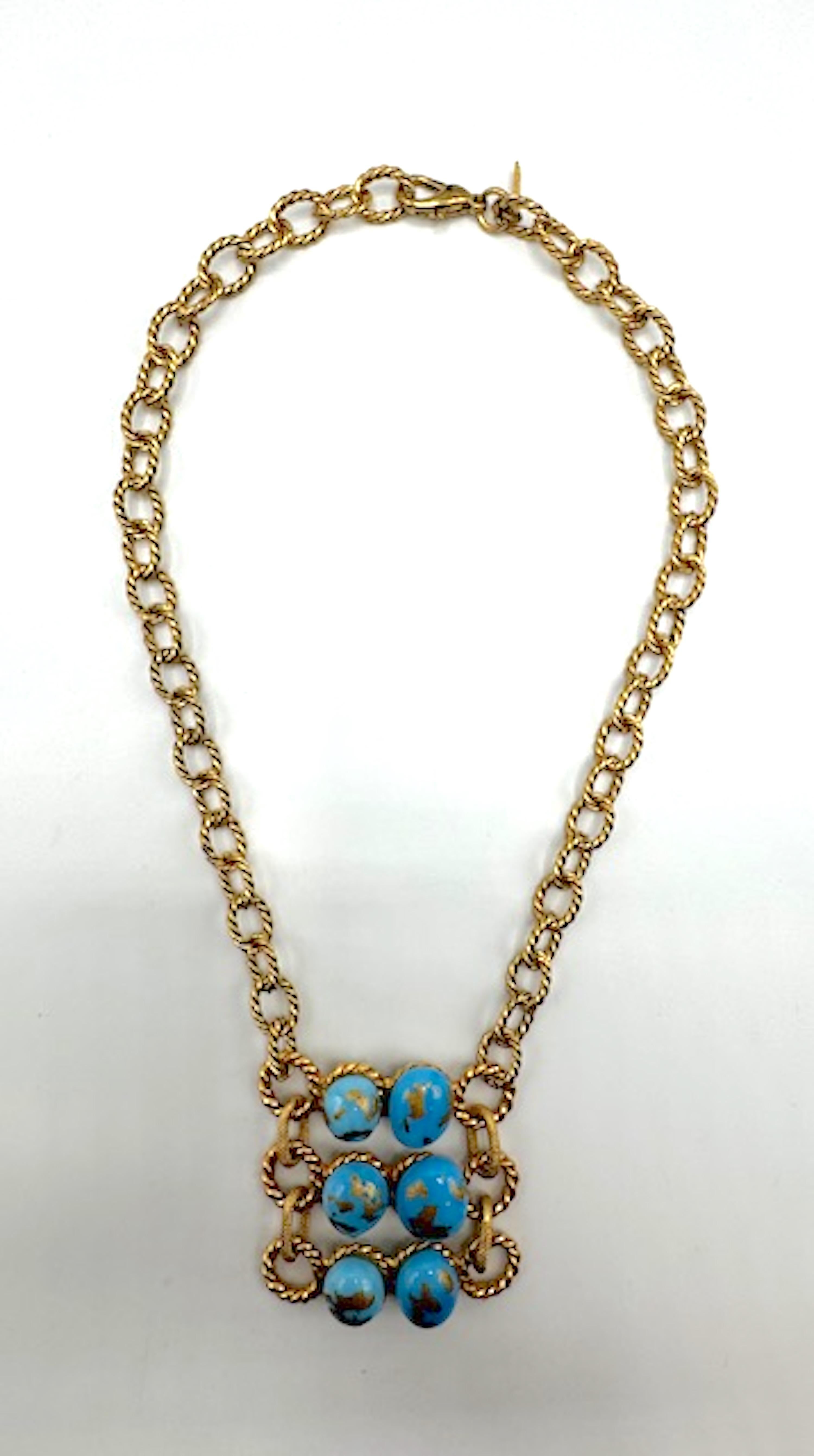 Collana con catena e vetro turchese Robert Goossens for Yves Saint Laurent. in vendita 4
