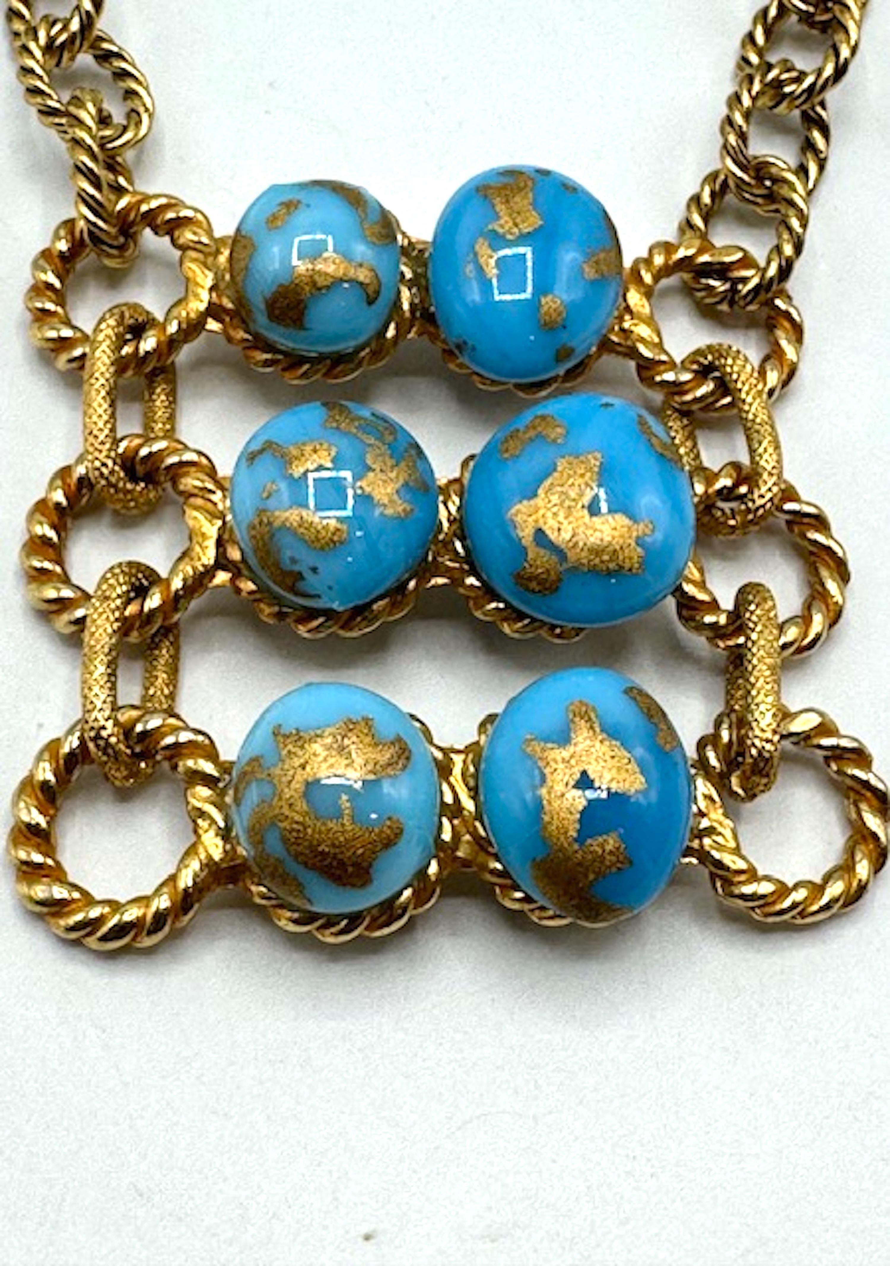 Collana con catena e vetro turchese Robert Goossens for Yves Saint Laurent. in vendita 8