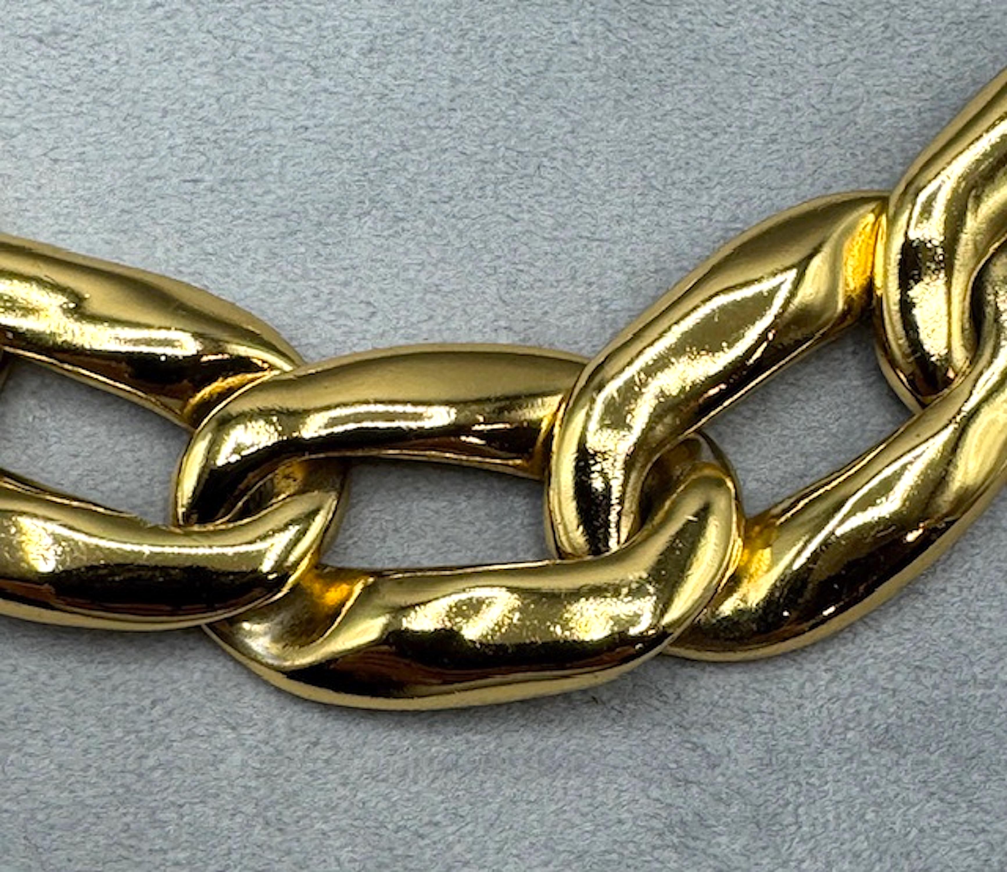 Yves Saint Laurent anni '80 - Collana a maglie larghe in oro e strass in vendita 1