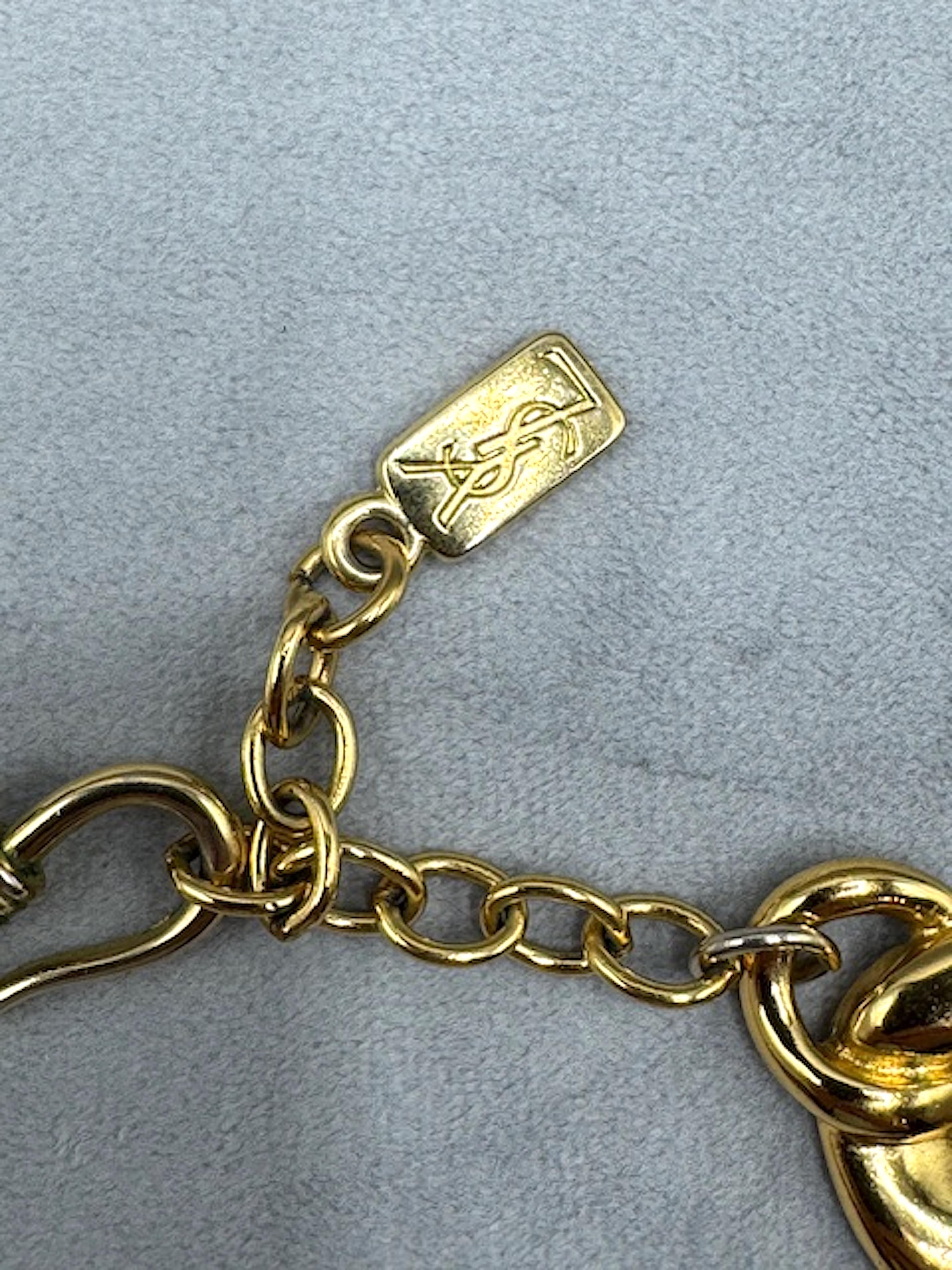 Yves Saint Laurent anni '80 - Collana a maglie larghe in oro e strass in vendita 2