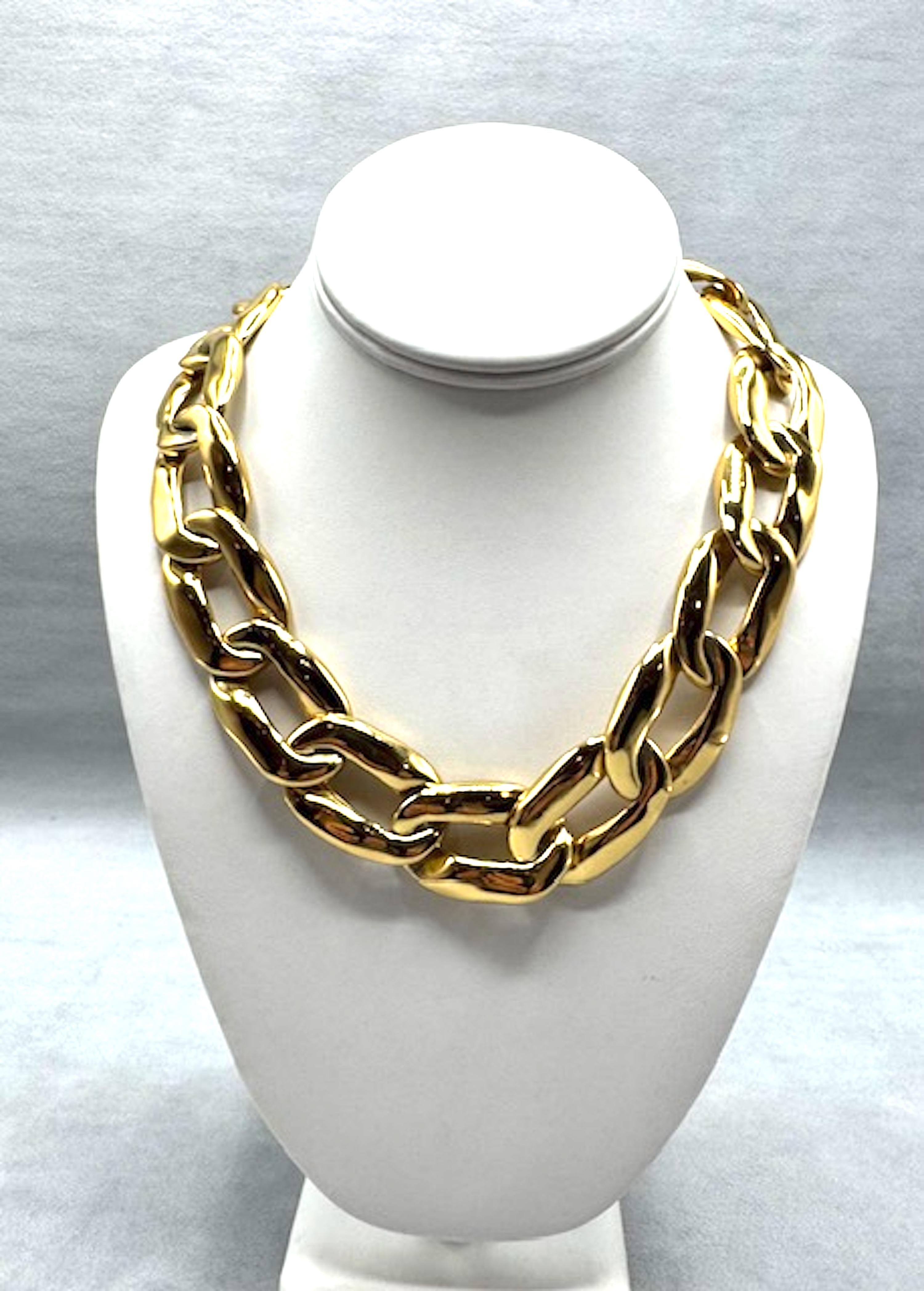 Yves Saint Laurent anni '80 - Collana a maglie larghe in oro e strass in vendita 5