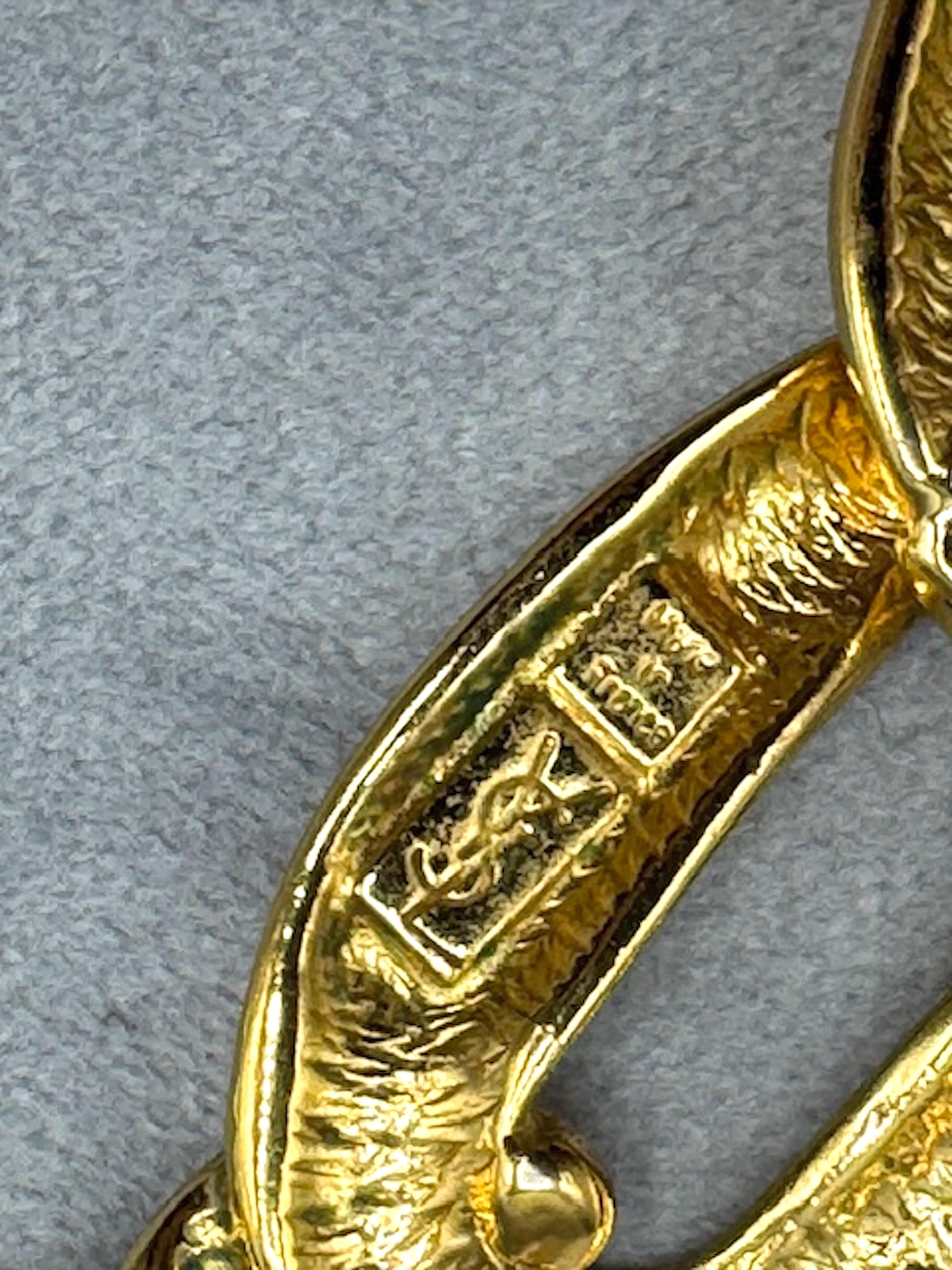 Yves Saint Laurent anni '80 - Collana a maglie larghe in oro e strass in vendita 4