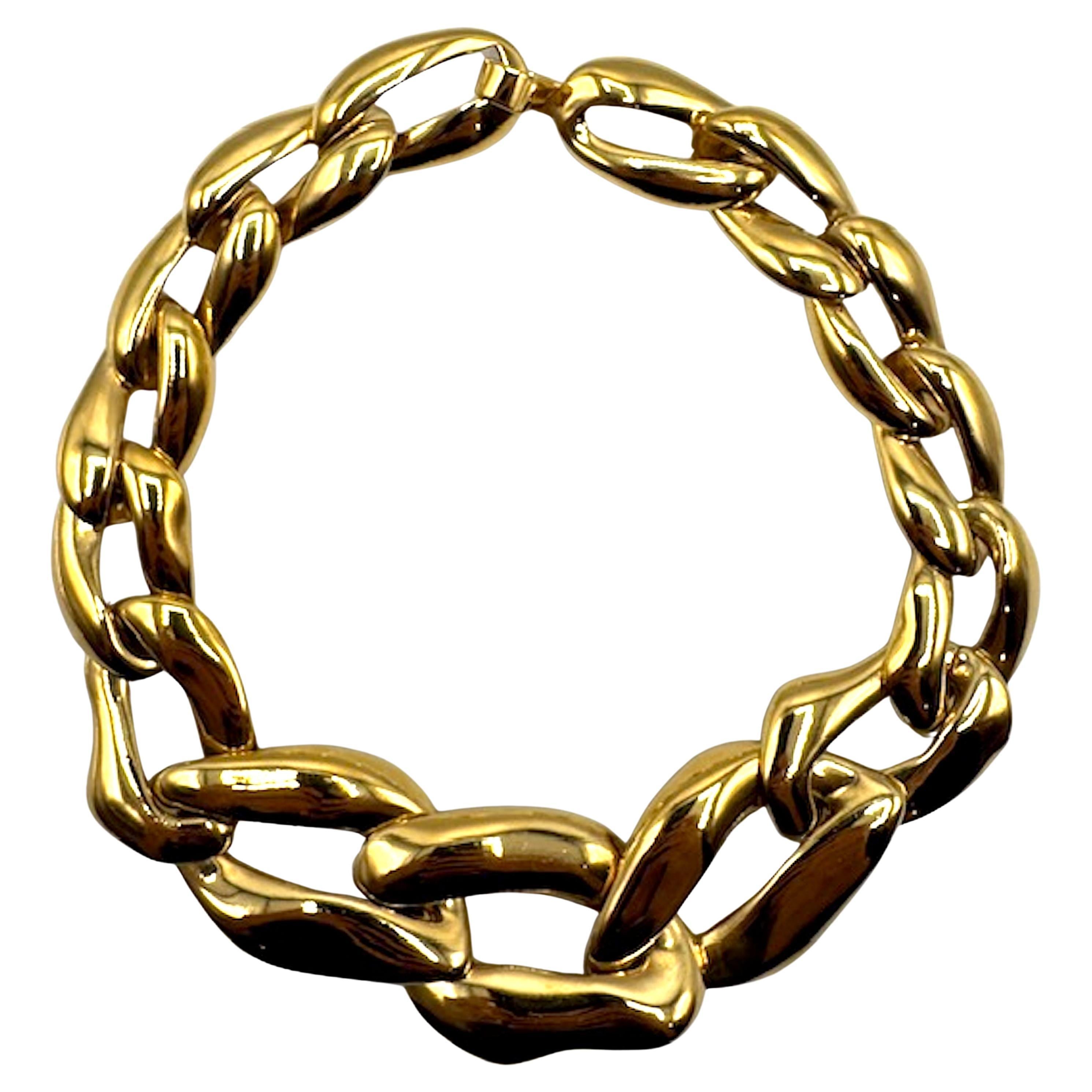 Yves Saint Laurent 1980s Limited Edition Gold Large Link Necklace For Sale