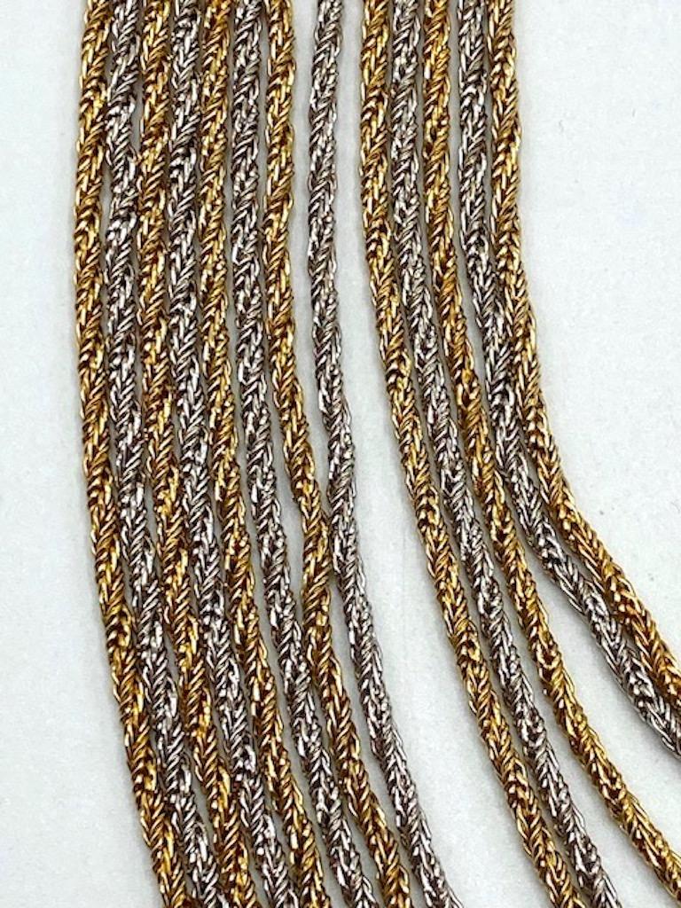 Christian Dior by Henkel and Grosse for Christian Dior 1975 Collana lunga 13 fili in argento e oro in vendita 1