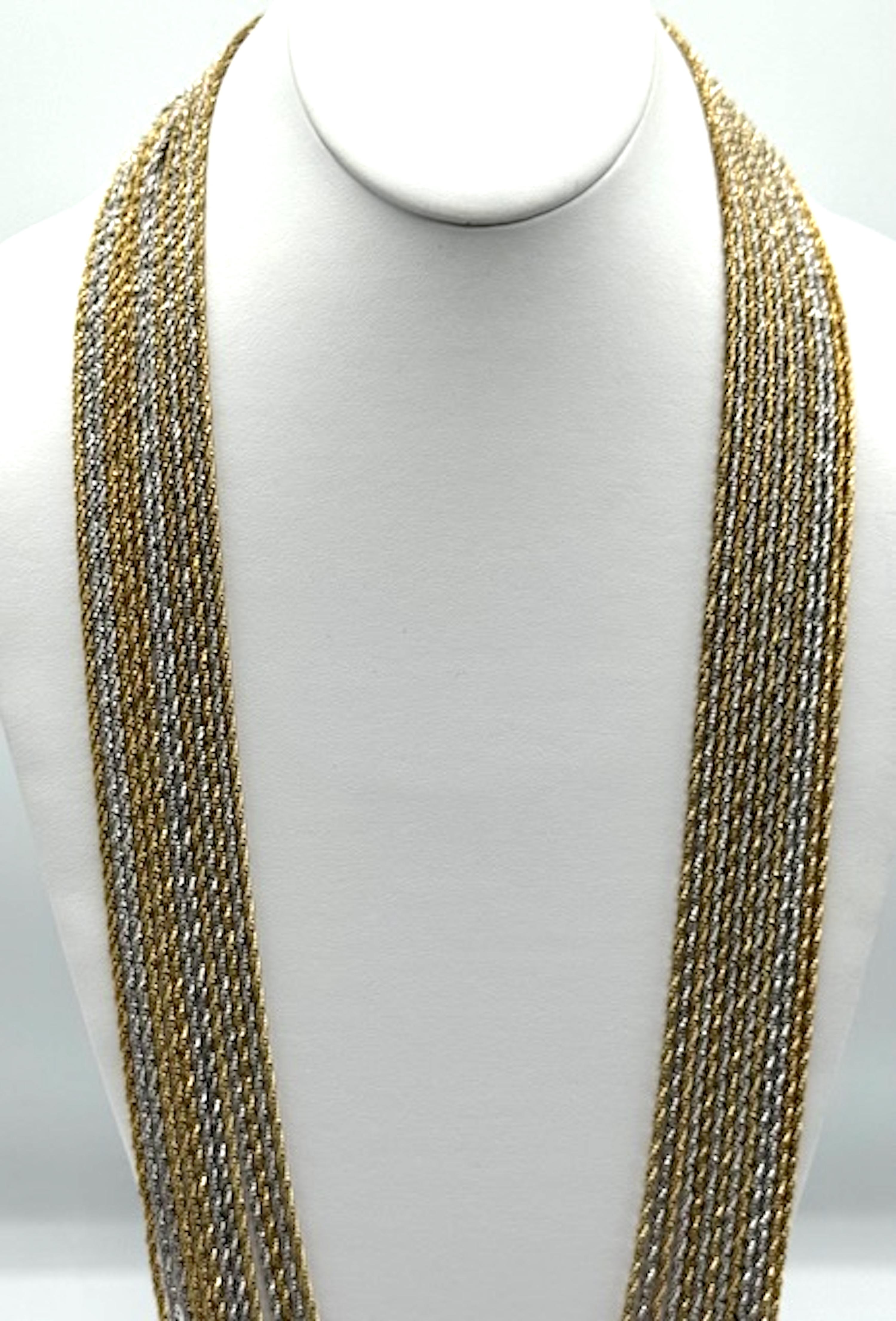 Christian Dior by Henkel and Grosse for Christian Dior 1975 Collana lunga 13 fili in argento e oro in vendita 2