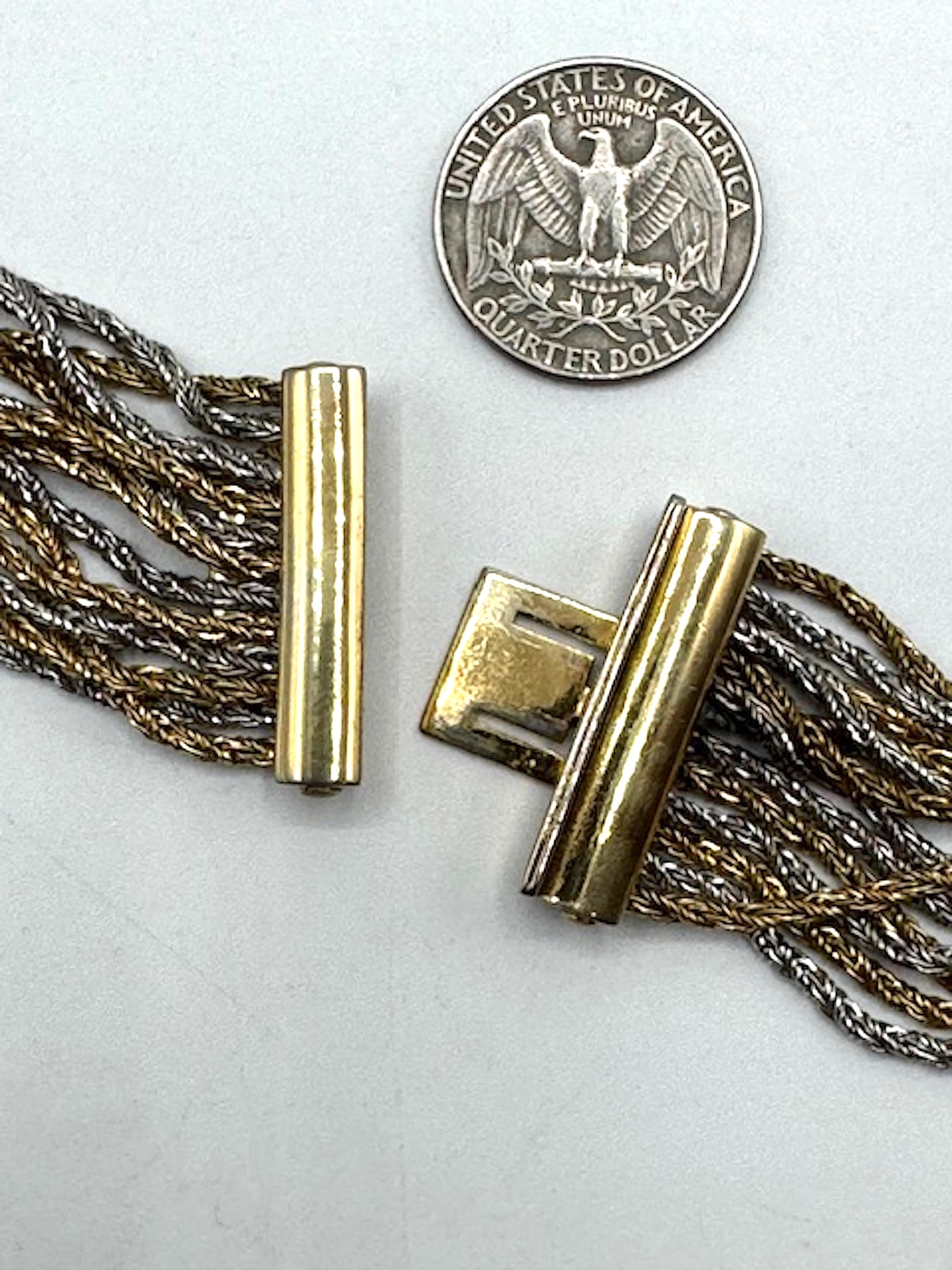 Christian Dior by Henkel and Grosse for Christian Dior 1975 Collana lunga 13 fili in argento e oro in vendita 4