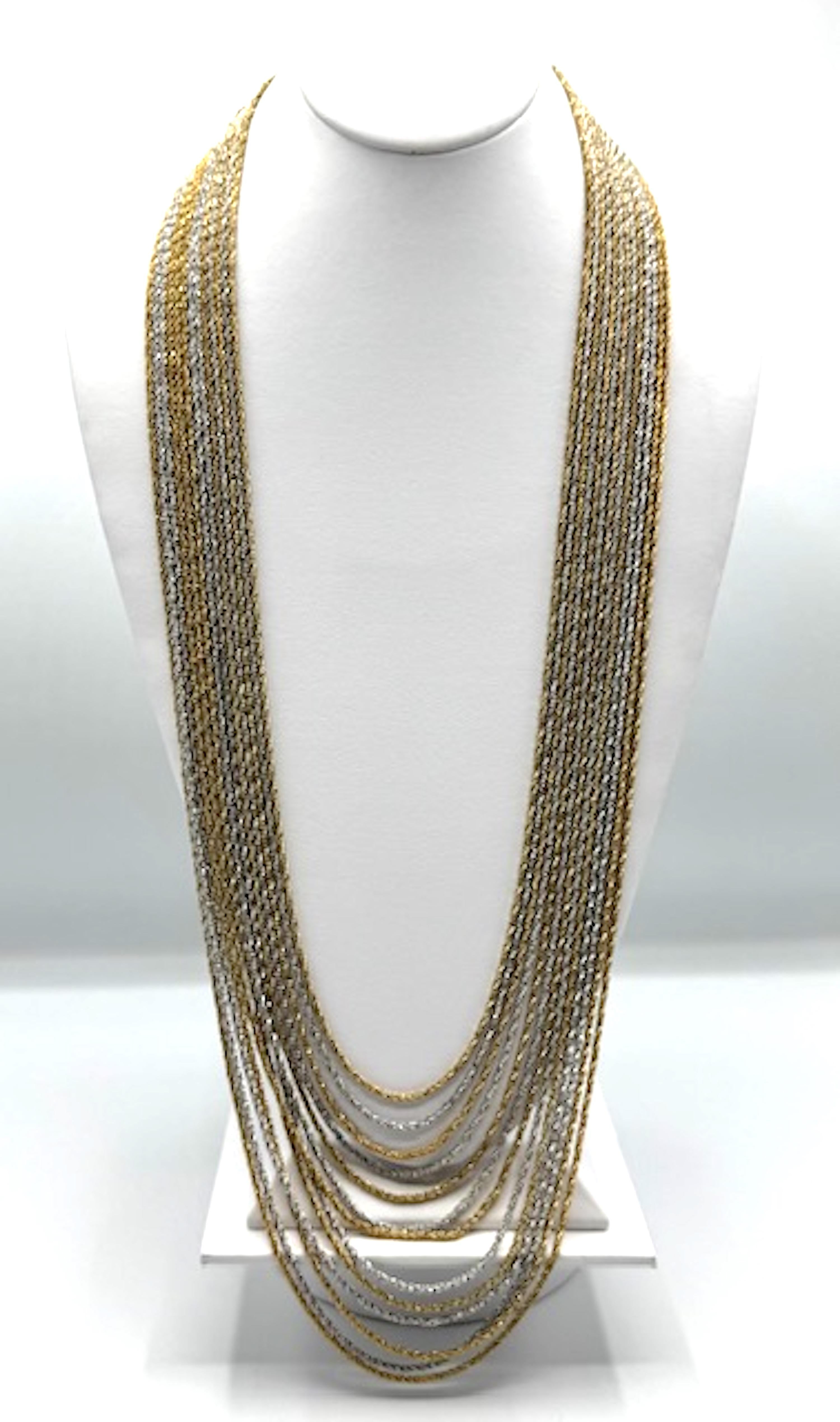 Christian Dior by Henkel and Grosse for Christian Dior 1975 Collana lunga 13 fili in argento e oro in vendita 6