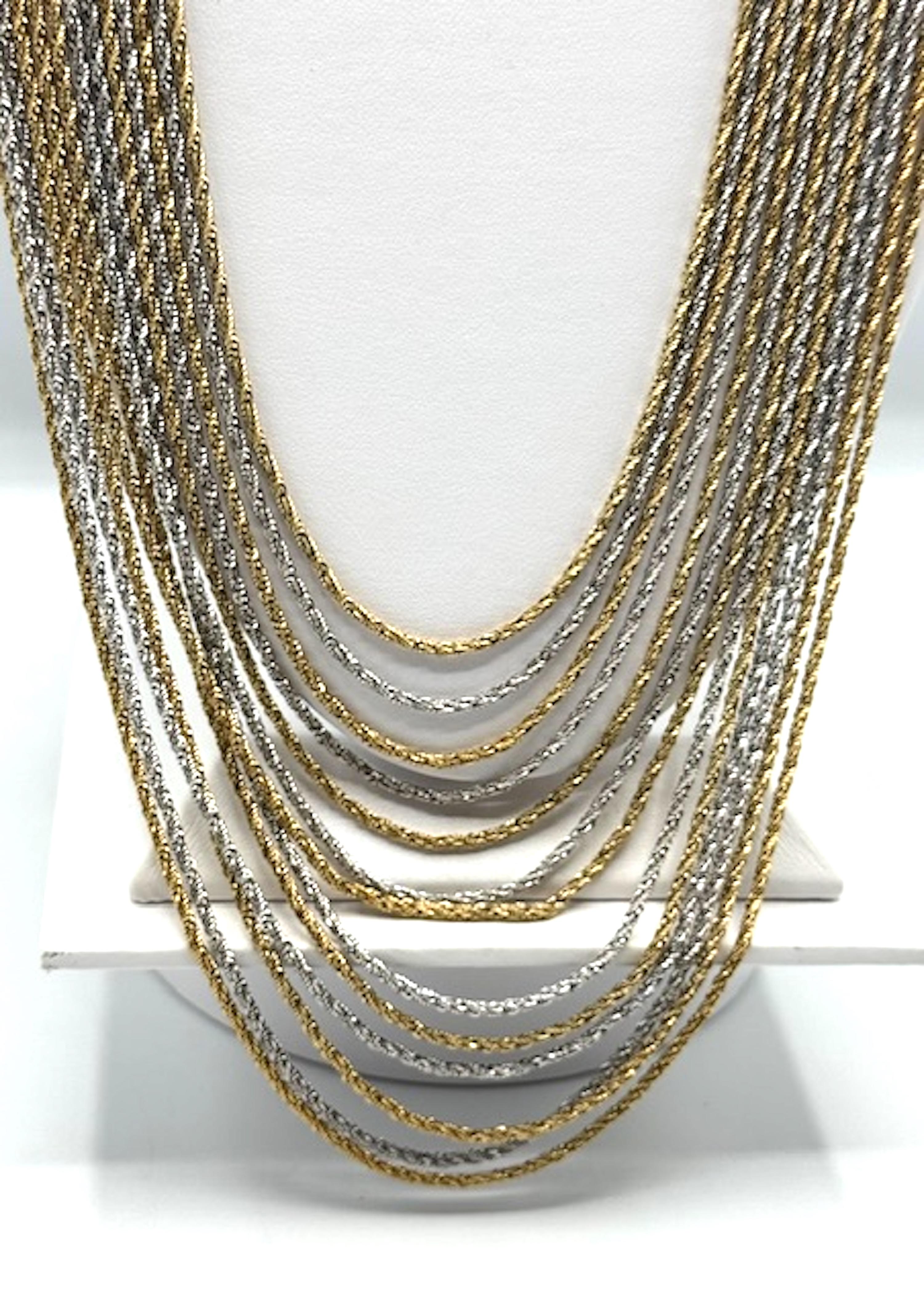 Christian Dior by Henkel and Grosse for Christian Dior 1975 Collana lunga 13 fili in argento e oro in vendita 7