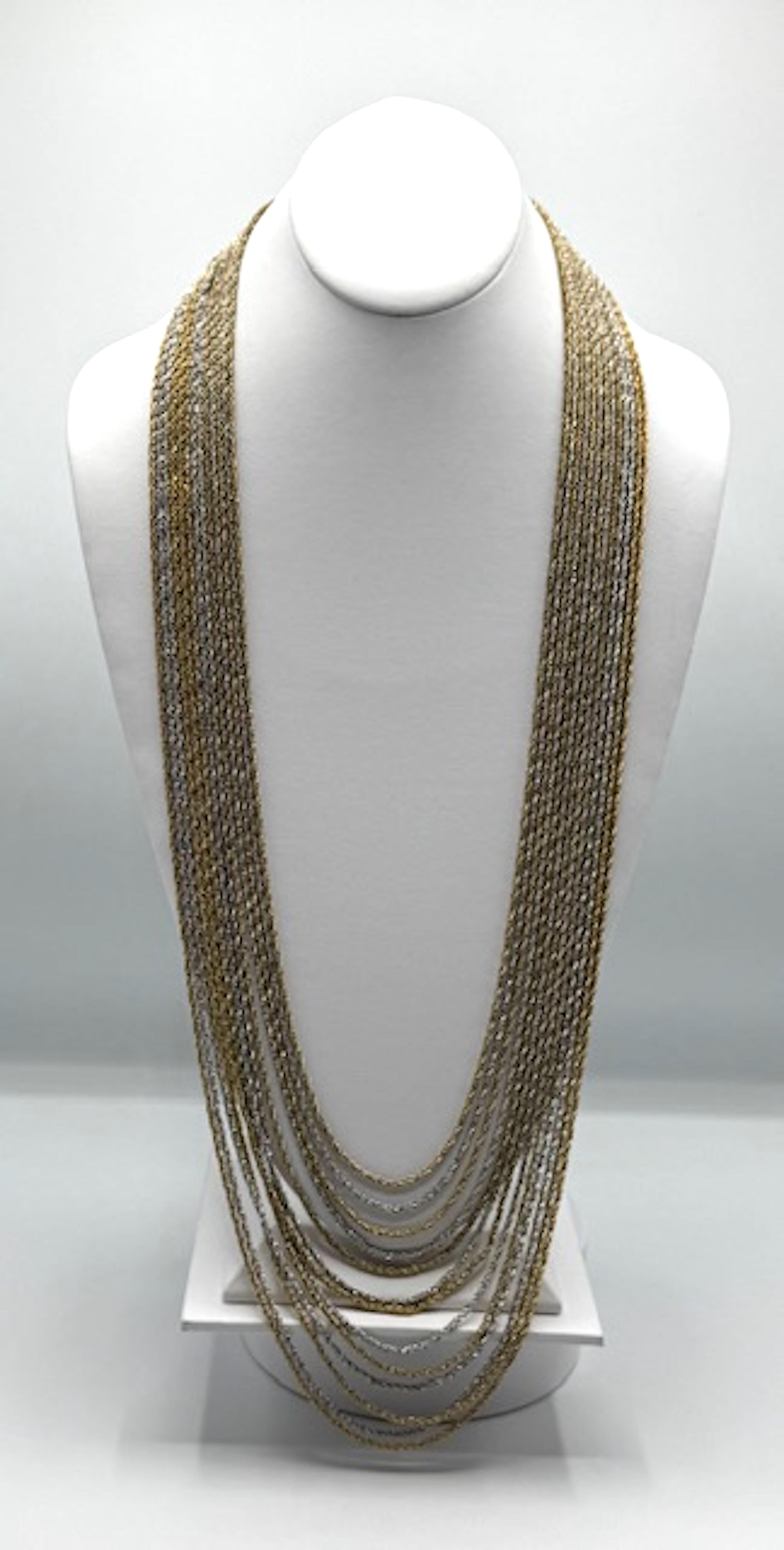 Christian Dior by Henkel and Grosse for Christian Dior 1975 Collana lunga 13 fili in argento e oro in vendita 8