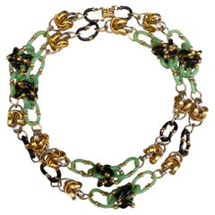 Collar con cadena de 39,5" de Archimede Seguso para Chanel, de los años 60, con cristales verde menta y negros
