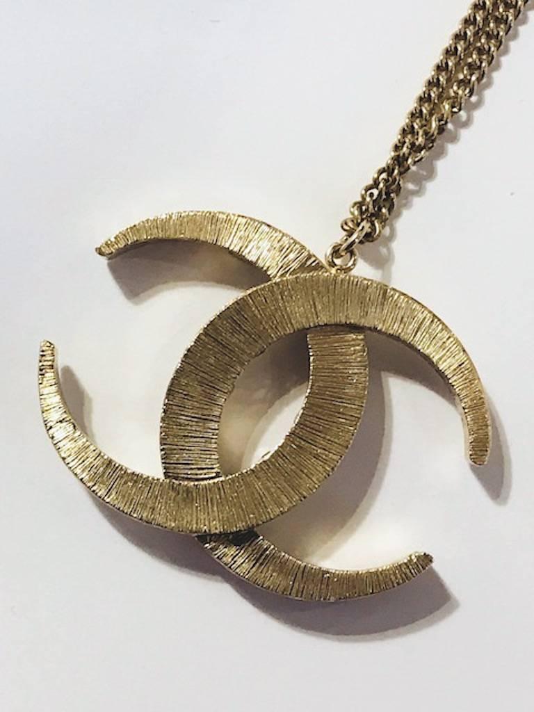 Chanel Goddess Diana Double C Pendant Necklace 2015 In Excellent Condition In New York, NY