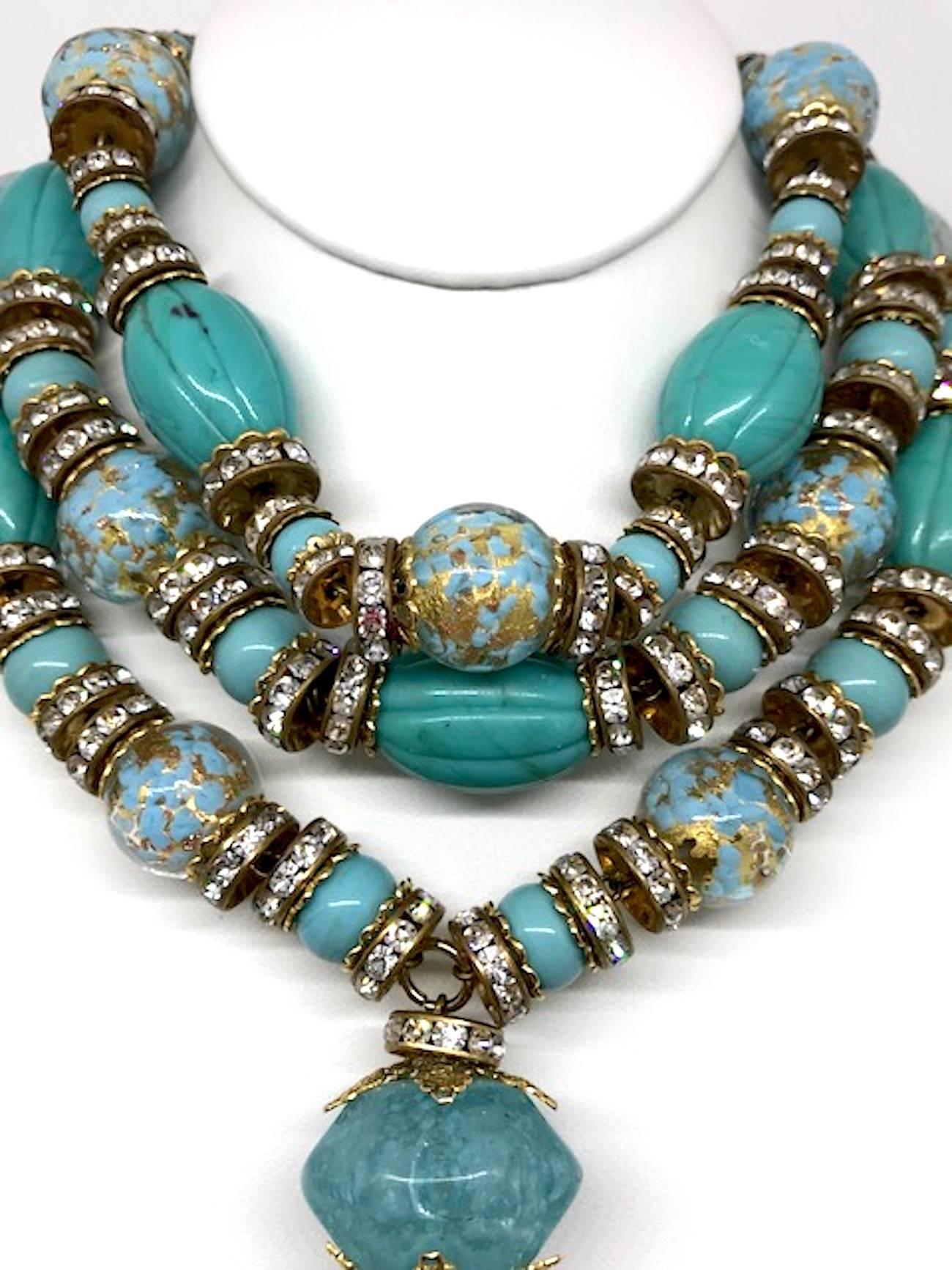 Baroque Revival Venetian glass bead necklace from actress Elsa Martinelli's personal collection