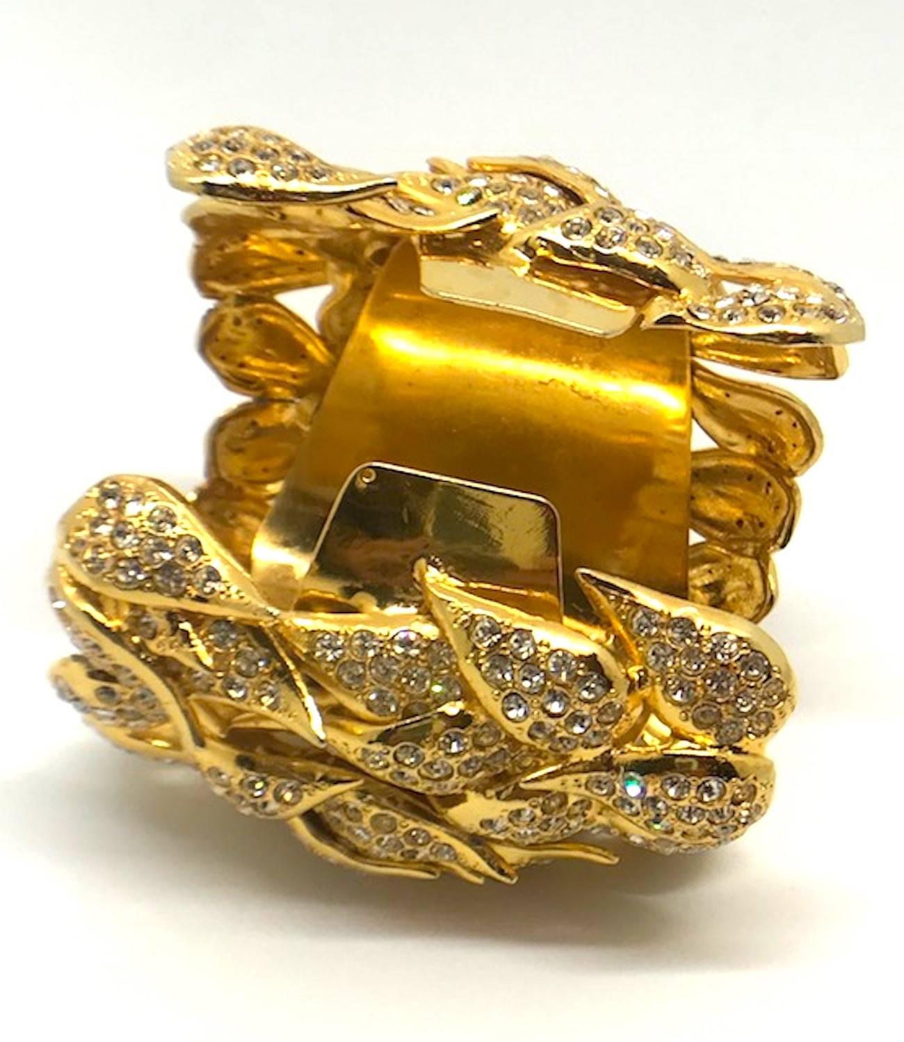 Contemporary De Liguoro gold cuff bracelet from Actress Elsa Martinelli's personal collection