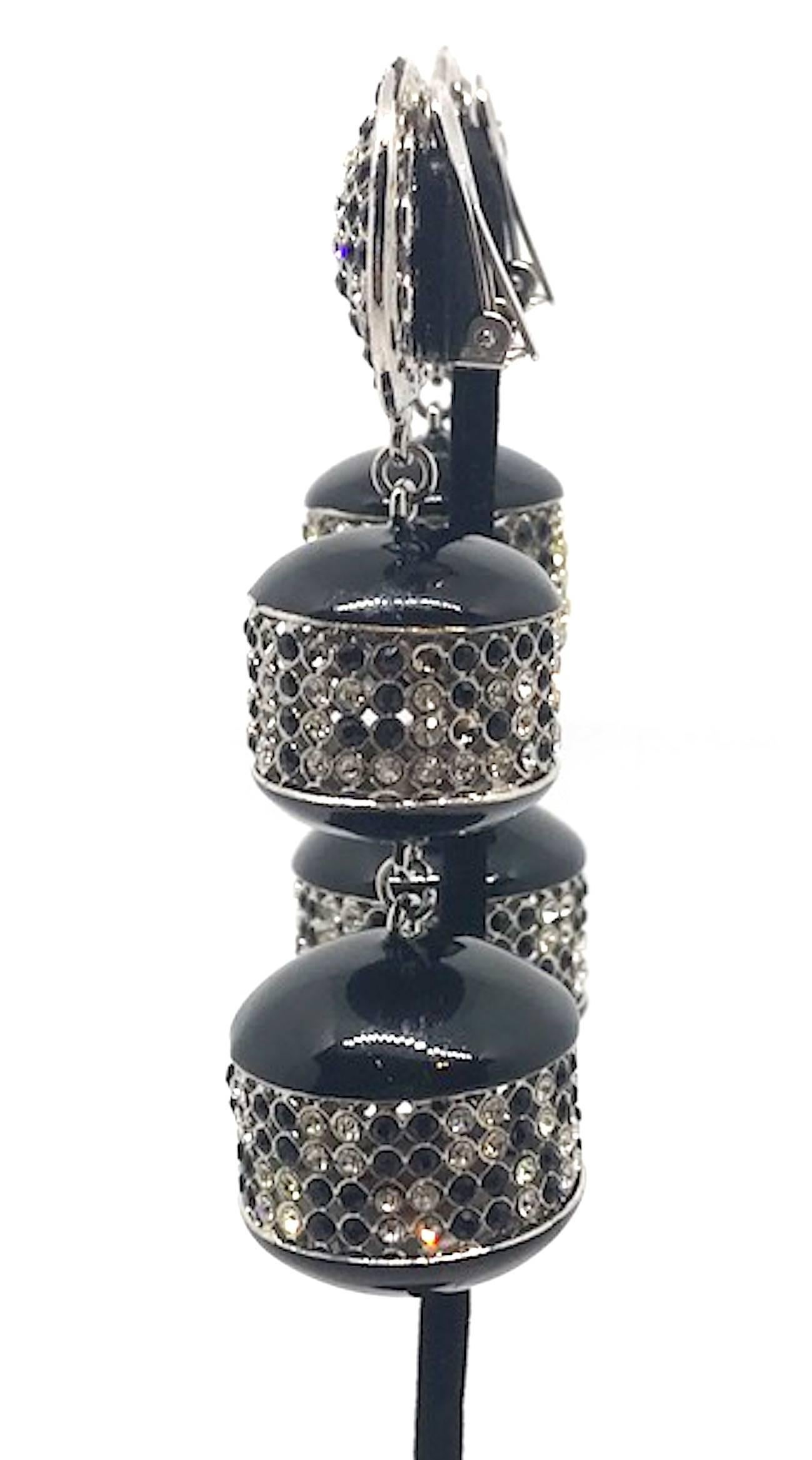 De Liguoro black & rhinestone pendant earrings from Elsa Martinelli's collection 1