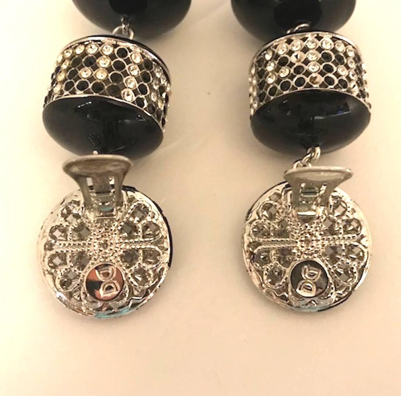 De Liguoro black & rhinestone pendant earrings from Elsa Martinelli's collection 2
