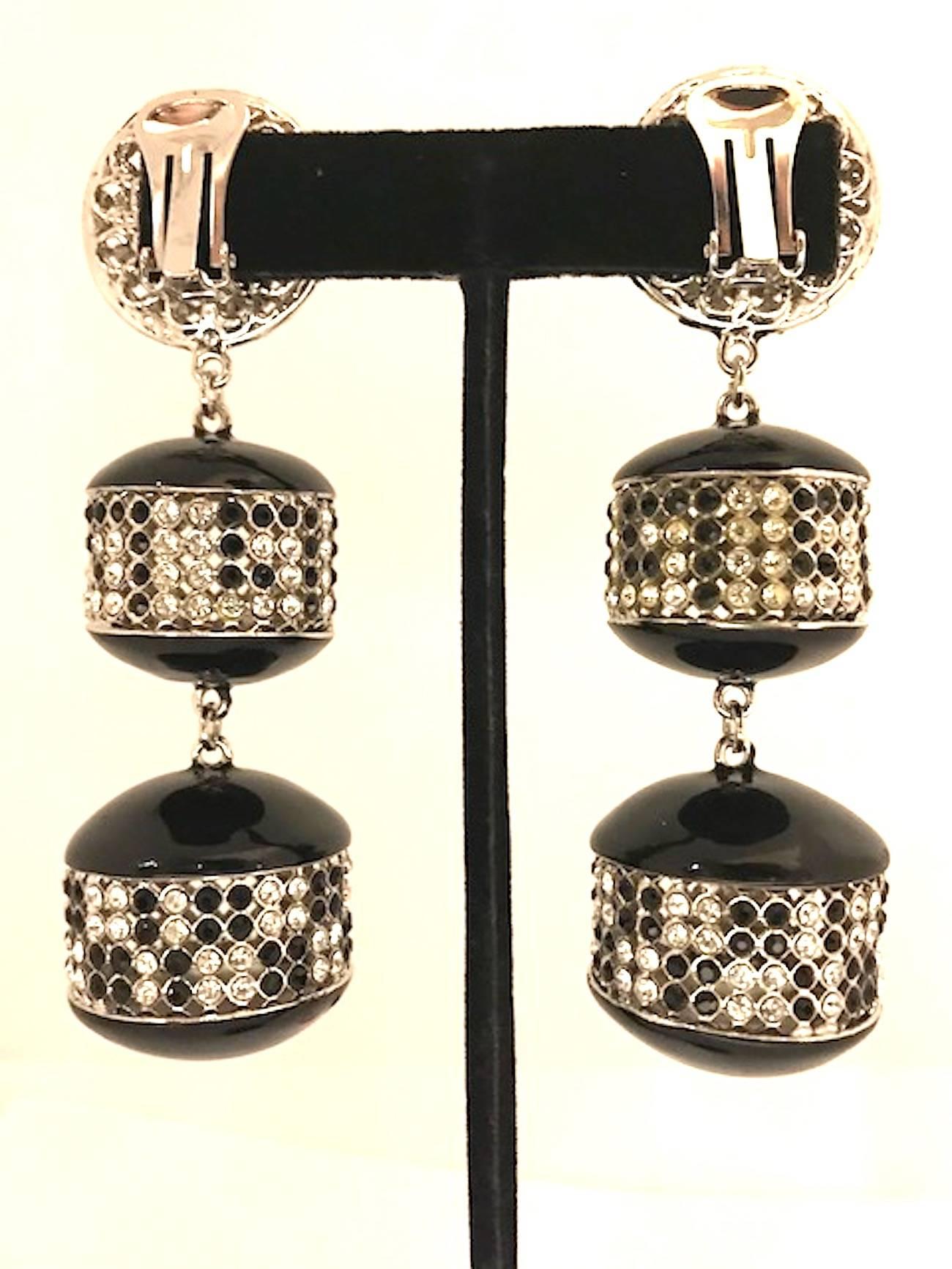 De Liguoro black & rhinestone pendant earrings from Elsa Martinelli's collection 3