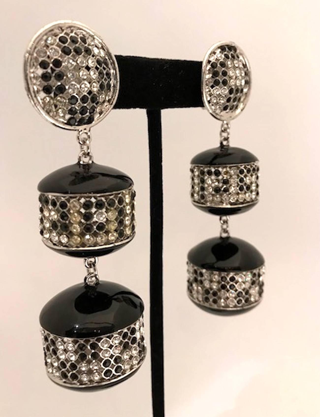 De Liguoro black & rhinestone pendant earrings from Elsa Martinelli's collection 4