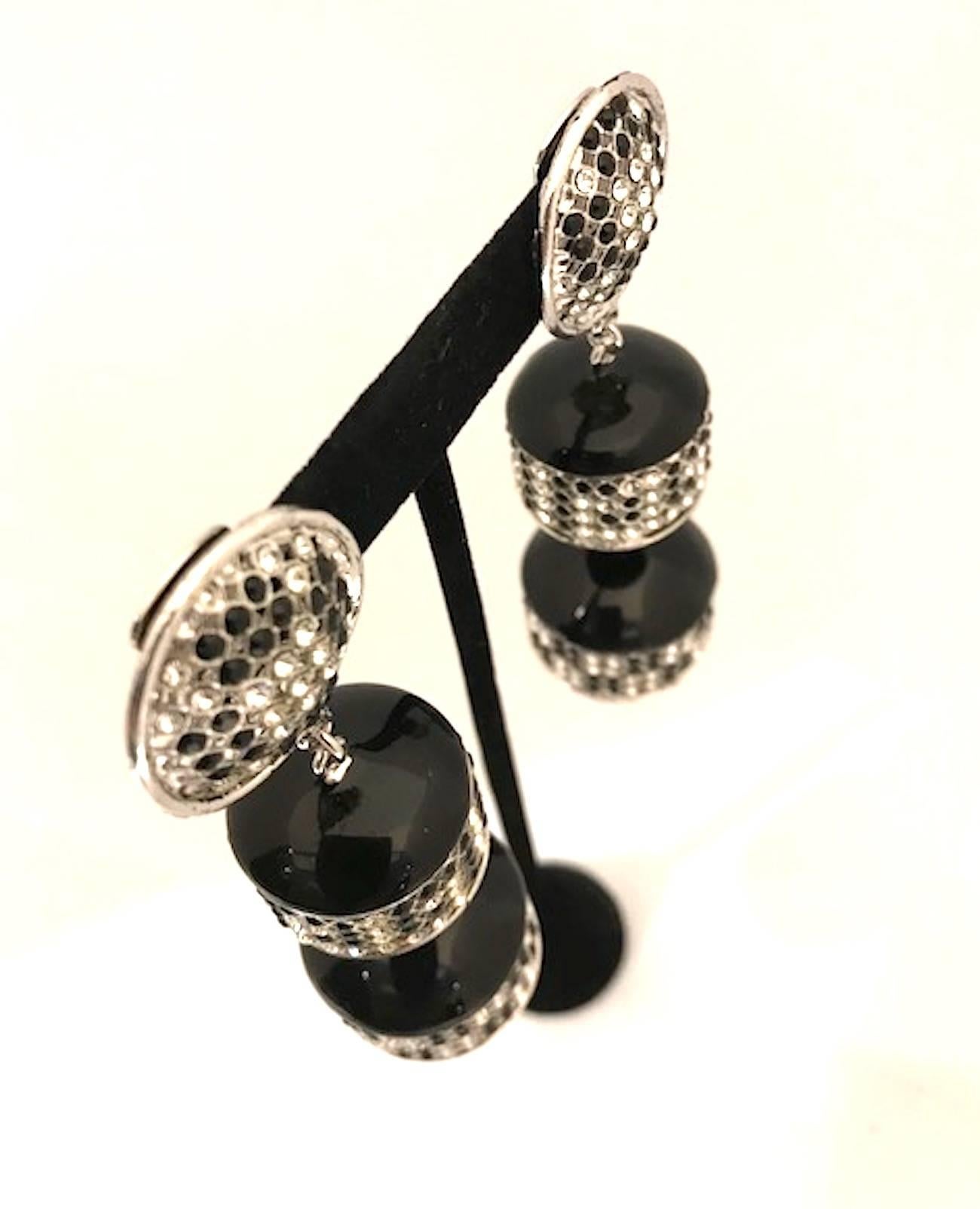 De Liguoro black & rhinestone pendant earrings from Elsa Martinelli's collection 5