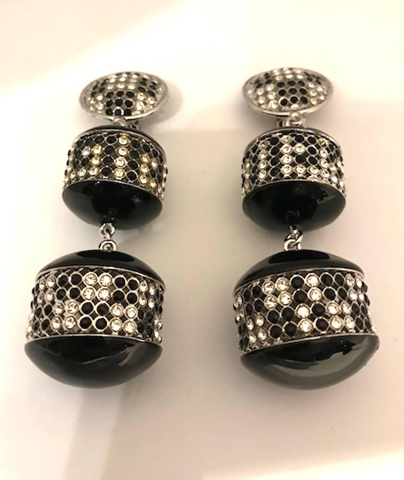 De Liguoro black & rhinestone pendant earrings from Elsa Martinelli's collection 6