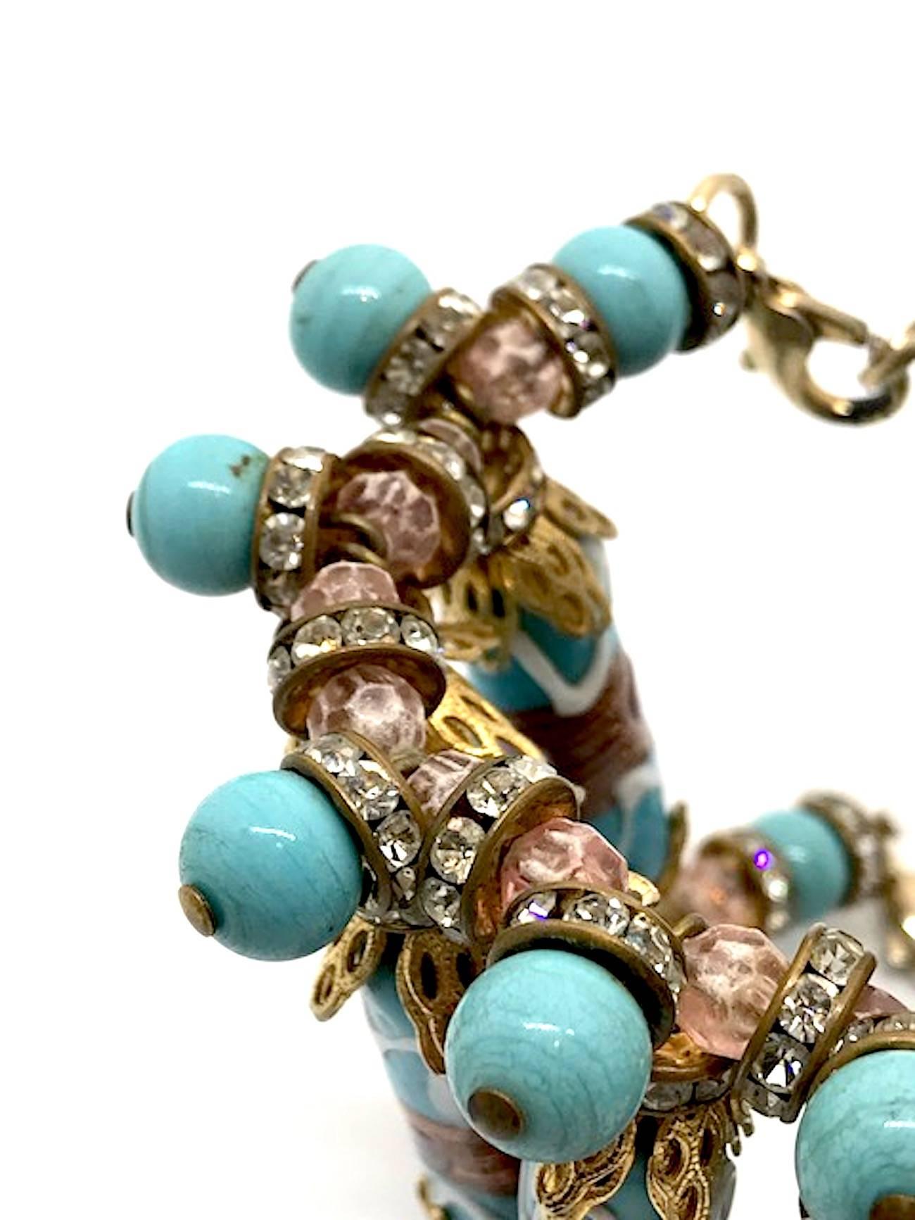 Women's Venetian glass bead cuff from actress Elsa Martinelli's personal collection