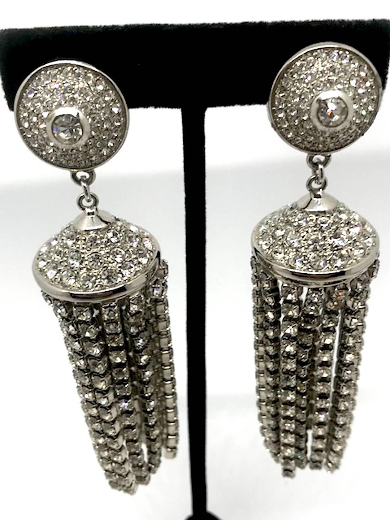 These show stopper earrings are from the personal collection of fine and costume jewelry of Italian actress Elsa Martinelli. Many of her pieces are by the fifty year old Italian jewelry company De Liguoro and designed by Gianni De Liguoro. Each