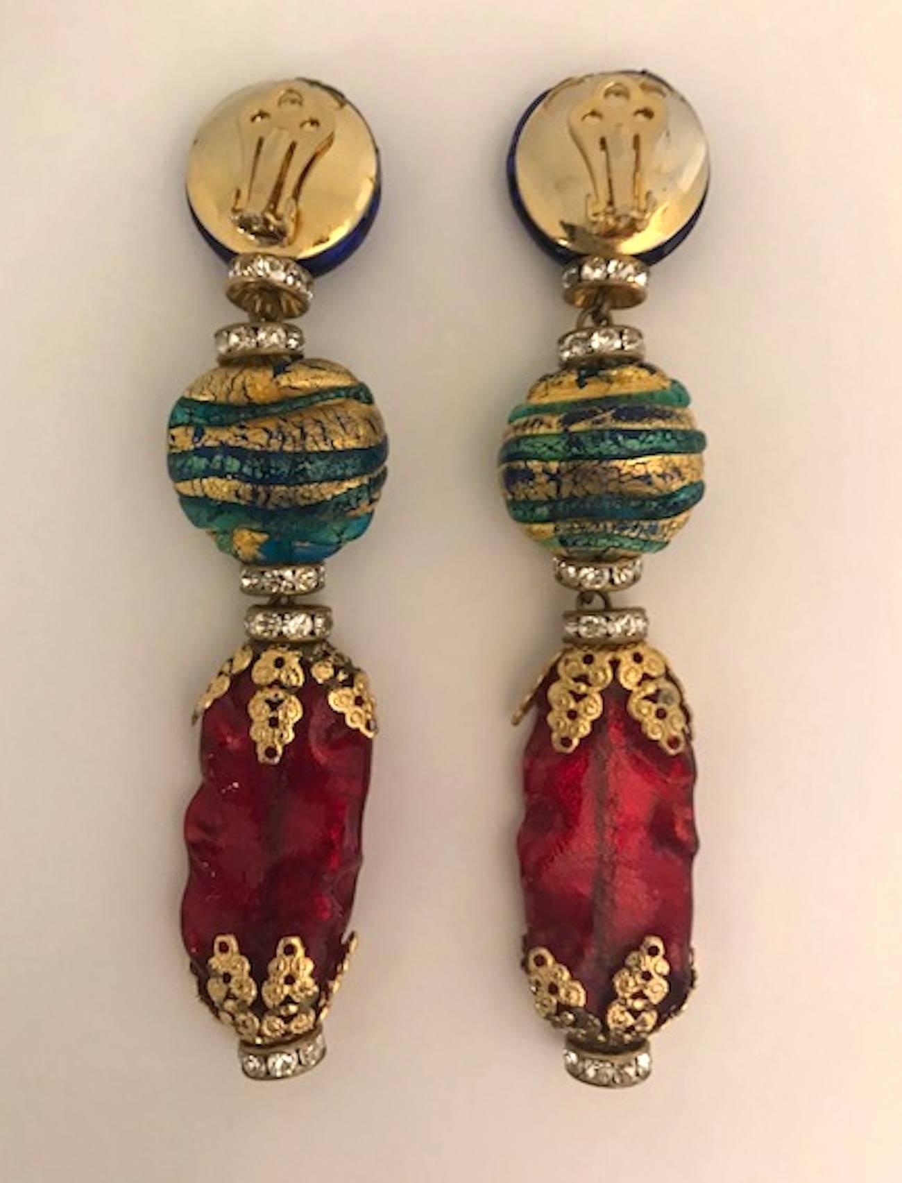 Baroque Revival Venetian glass bead earrings from actress Elsa Martinelli's personal collection