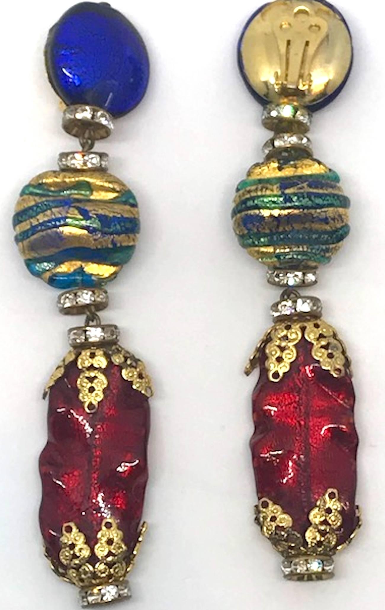 Venetian glass bead earrings from actress Elsa Martinelli's personal collection 1