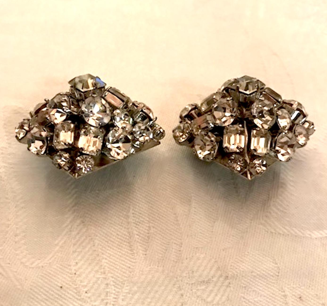 Gianni De Liguoro Large Rhinestone Pyramid Earrings In Excellent Condition In New York, NY