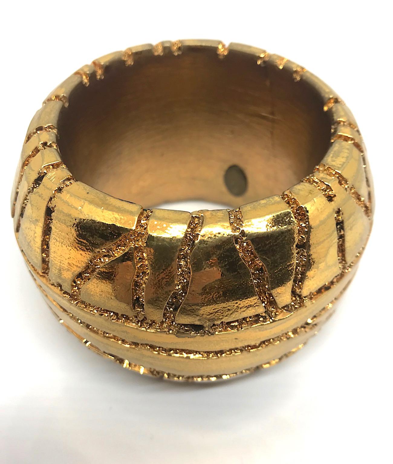 Christian Lacroix Large 18K Gilt Resin Abstract Cuff Bracelet, 1980s 1