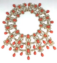 Kenneth Jay Lane coral cabochon and rhinestone necklace of Aileen Mehle, Suzy