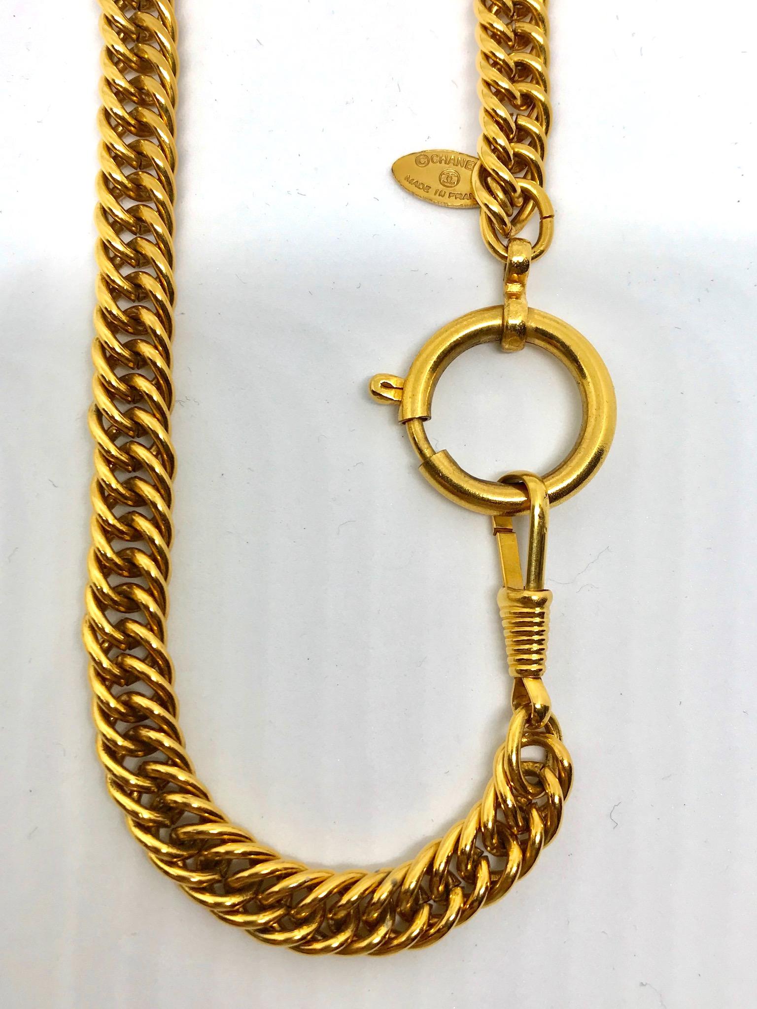 Women's or Men's Chanel Magnifying Glass Pendant Necklace 1980s