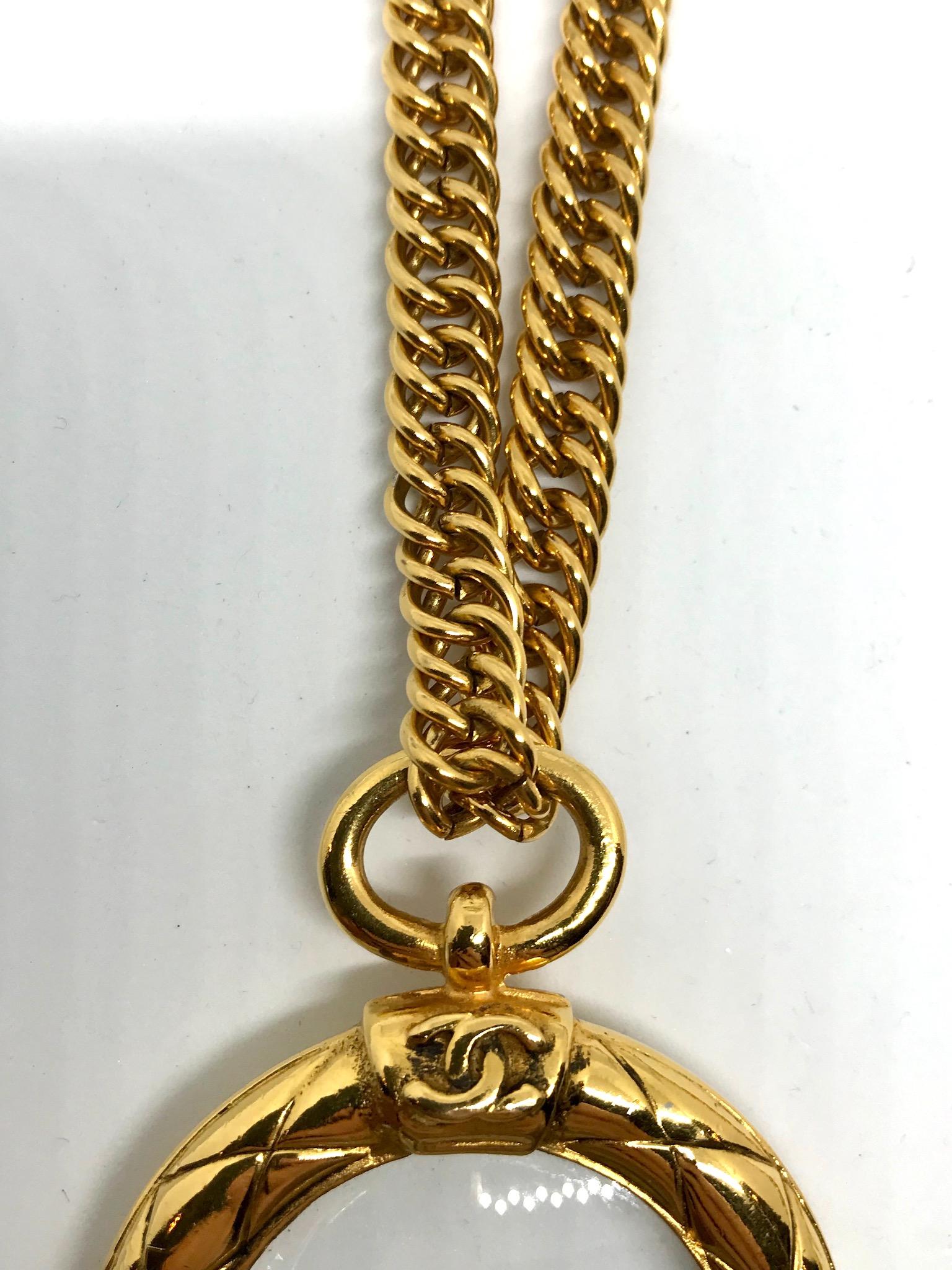 Chanel Magnifying Glass Pendant Necklace 1980s 1