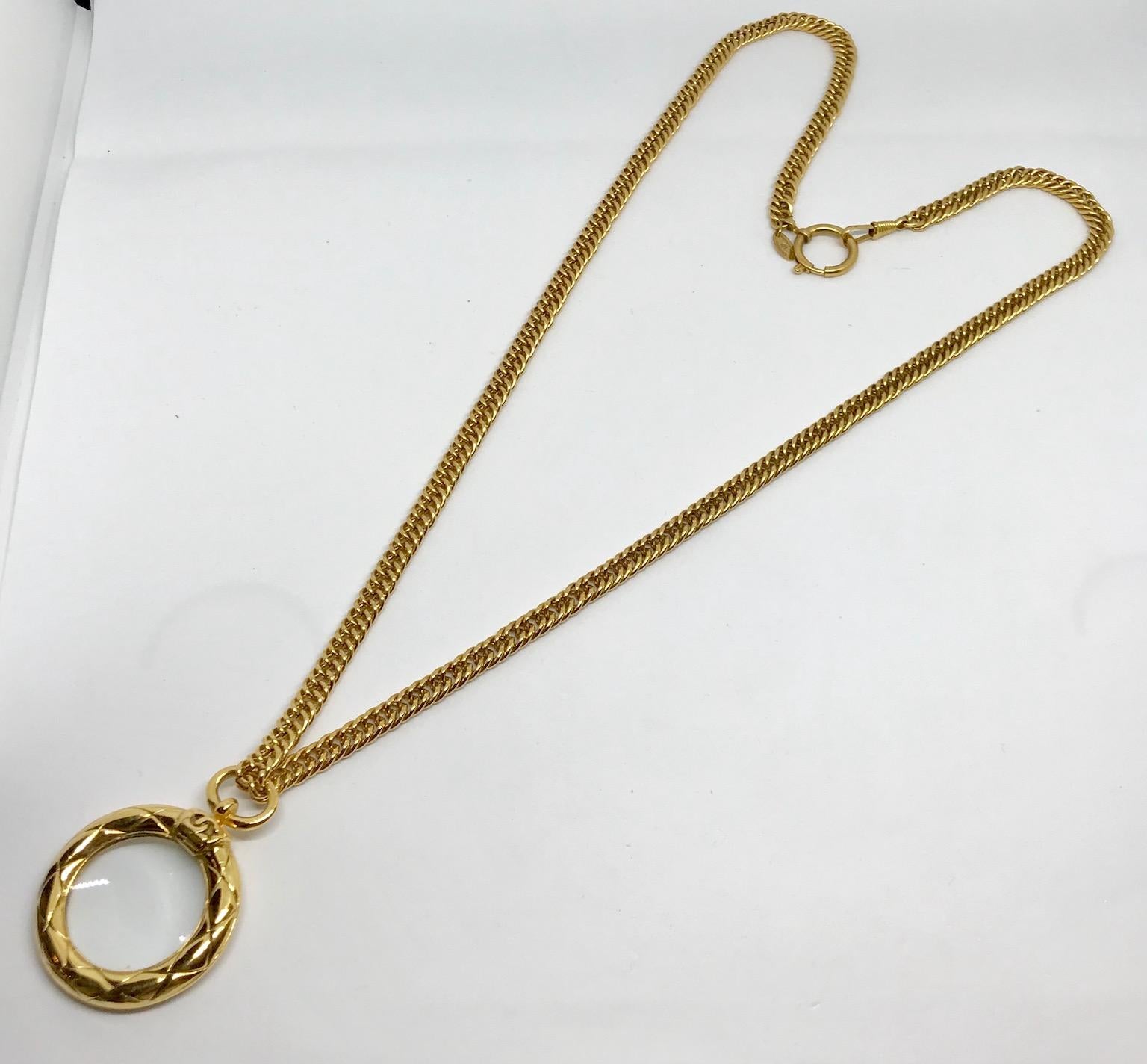 Chanel Magnifying Glass Pendant Necklace 1980s 2