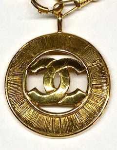 Chanel 1980s Gold Large Pendant Necklace