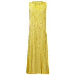 Stunning 1920s Yellow Silk Burn Out Velvet Flapper Dress 9