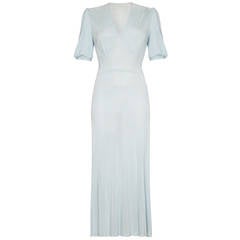 1930s Pale Blue Knit Dress