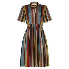 1950s Peck and Peck Striped Silk Shirt Dress at 1stDibs