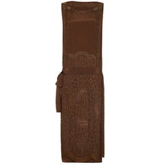 1920s Brown Silk Ribbon Work Dress