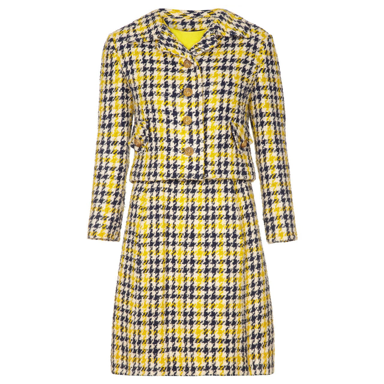 SS 2006 Blue & Brown Silk Tweed Dress
