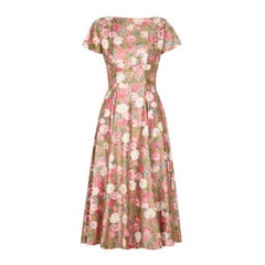 1950s Polished Cotton Floral Dress 10