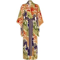 1960s/70s Printed Silk Kimono