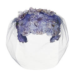 1950s Purple Floral Hat with Net