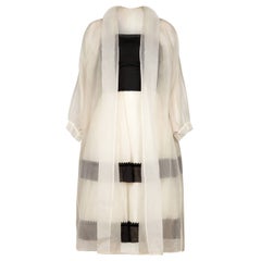 1950s Monochrome Dress With White Silk Organza Overcoat