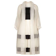 1950s Monochrome Dress With White Organza Overcoat 4